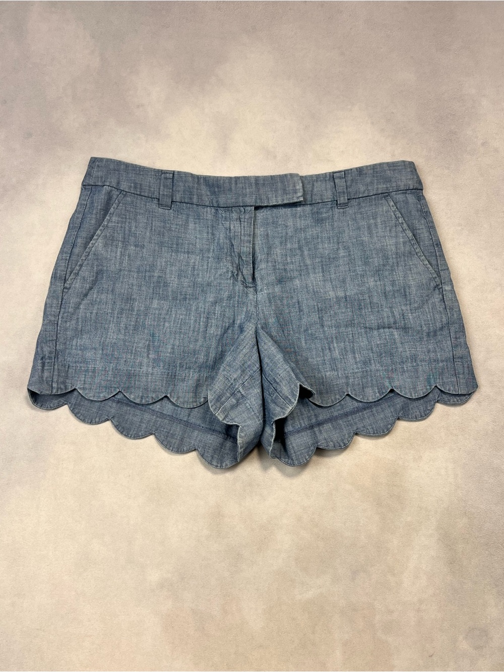 J. Crew Chambray Scalloped Hem Shorts